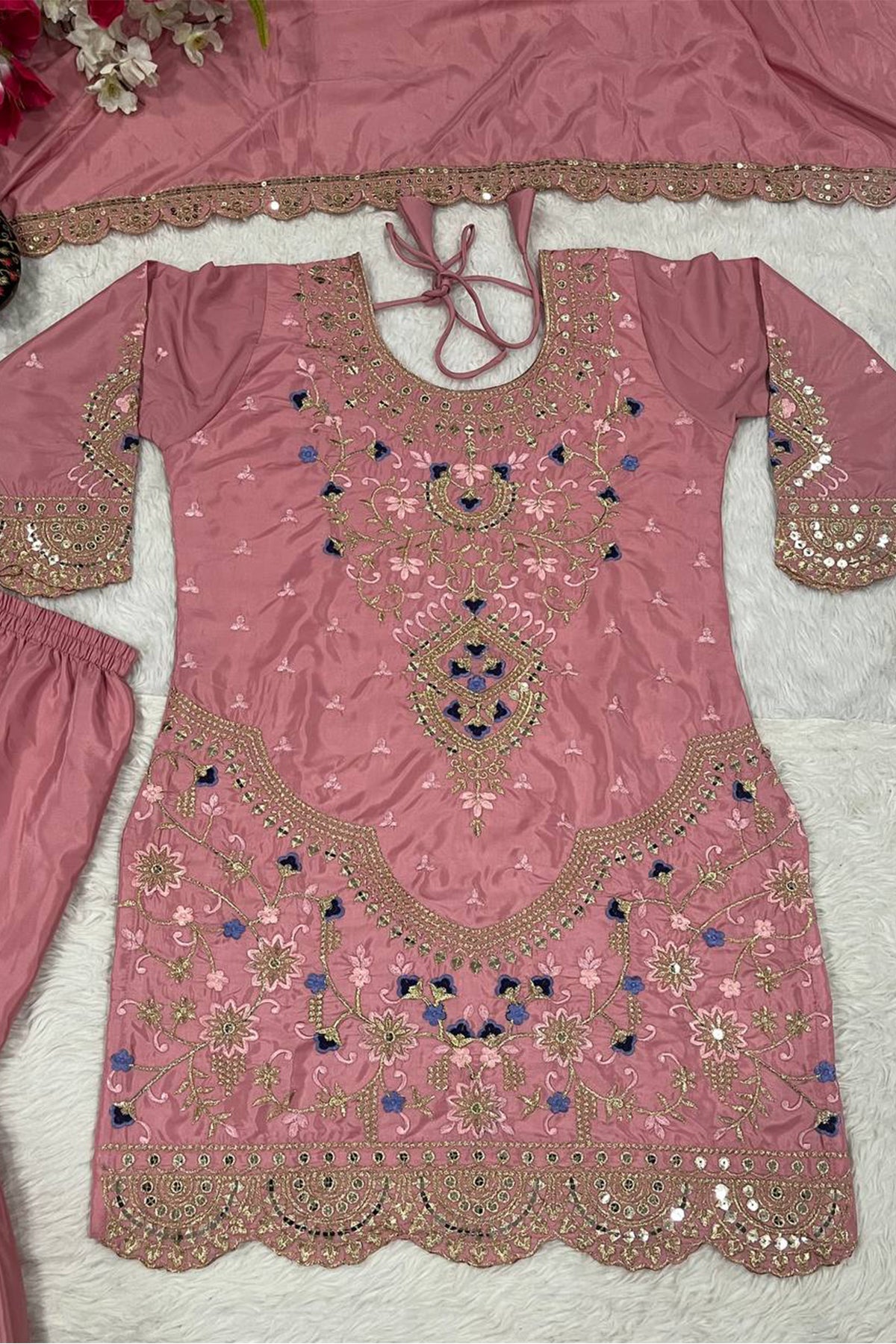 SHAFNUFAB Women's Georgette Ethnic Wear for WomenSemi StitchedSalwarSuit SF241117