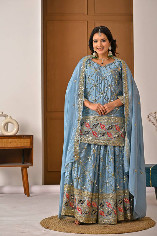 SHAFNUFAB Women's Georgette Ethnic Wear for WomenSemi StitchedSalwarSuit SF241126