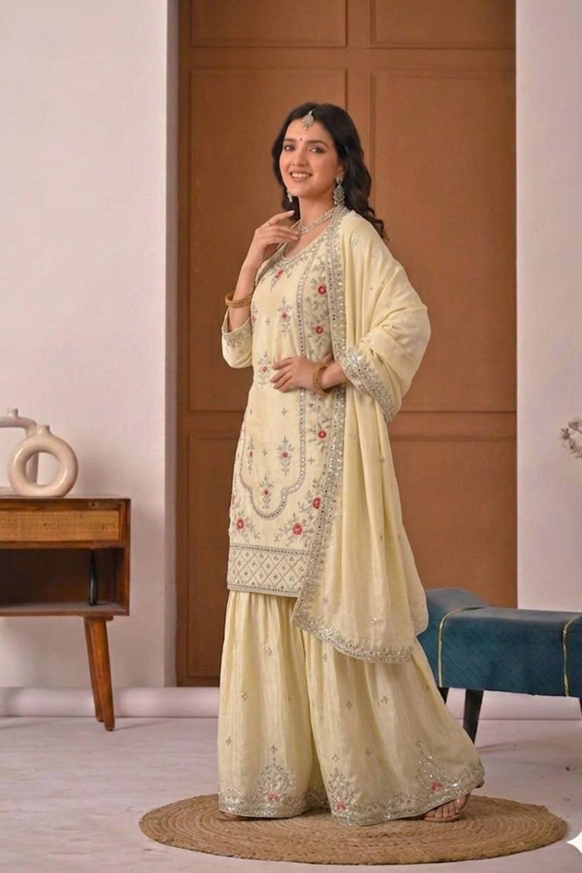 SHAFNUFAB Women's Georgette Ethnic Wear for WomenSemi StitchedSalwarSuit SF241128