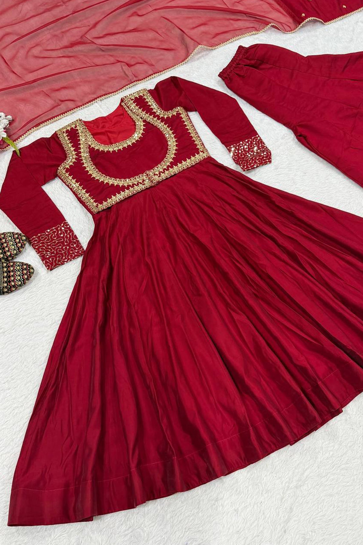 SHAFNUFAB Women's Georgette Ethnic Wear for WomenSemi StitchedSalwarSuit SF241130