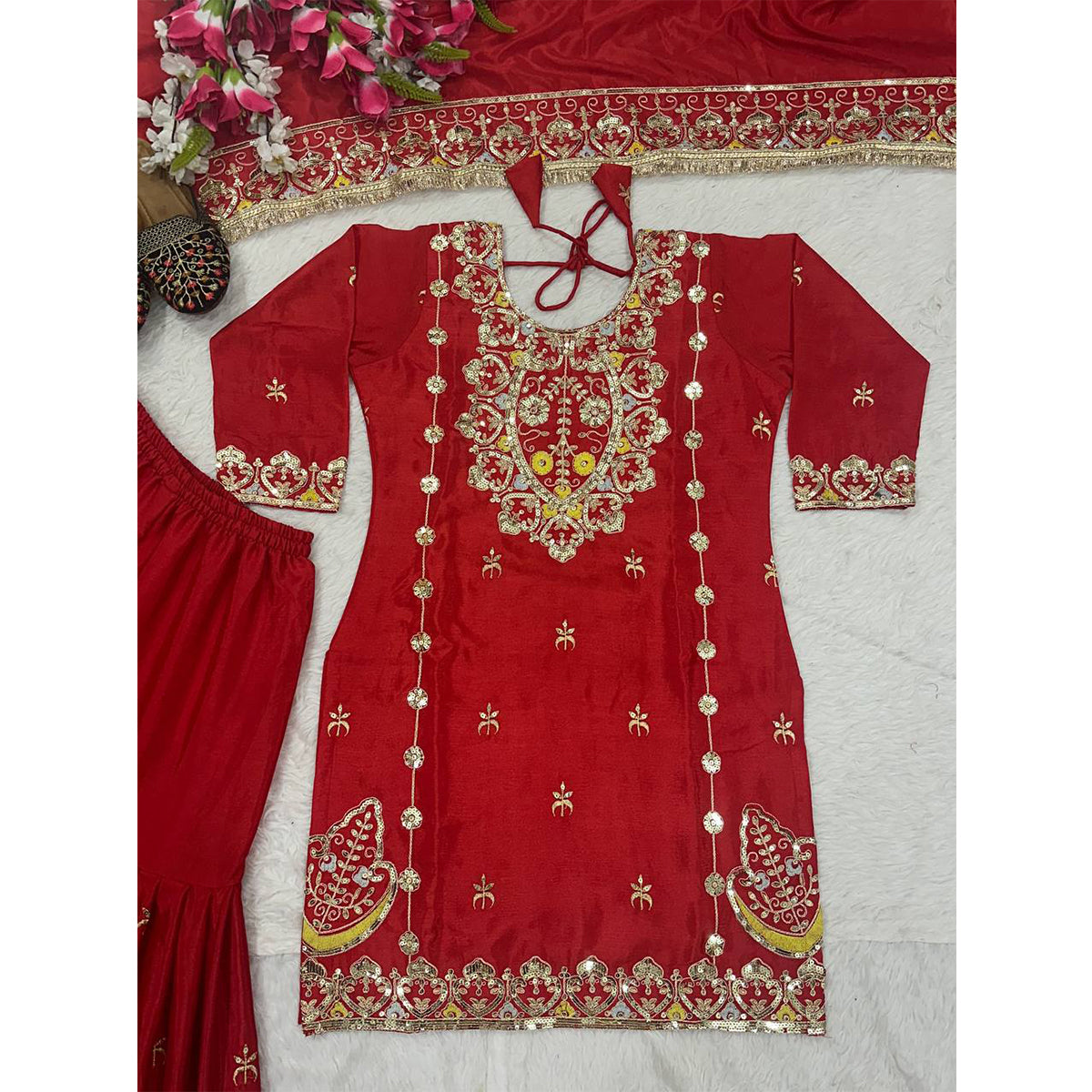 SHAFNUFAB Women's Georgette Ethnic Wear for WomenSemi StitchedSalwarSuit SF24124