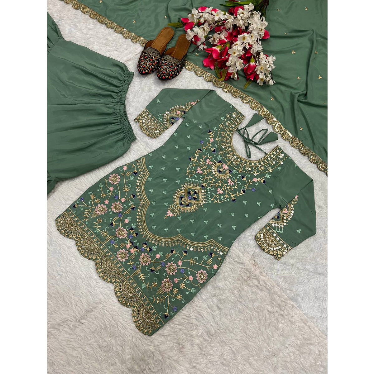 SHAFNUFAB Women's Georgette Ethnic Wear for WomenSemi StitchedSalwarSuit SF24133
