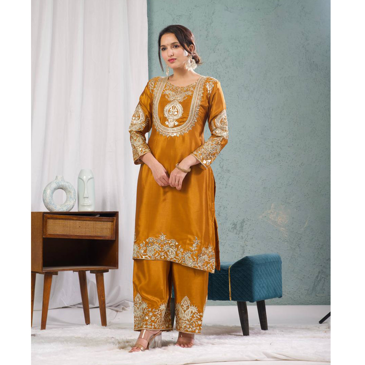 SHAFNUFAB Women's Georgette Ethnic Wear for WomenSemi StitchedSalwarSuit SF24135