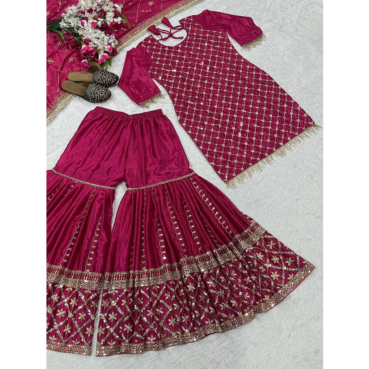 SHAFNUFAB Women's Georgette Ethnic Wear for WomenSemi StitchedSalwarSuit SF24141
