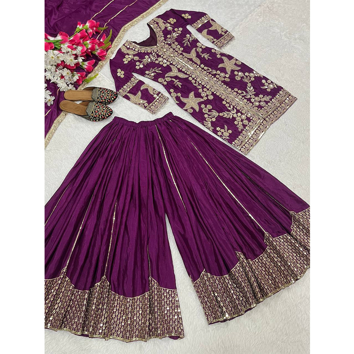SHAFNUFAB Women's Georgette Ethnic Wear for WomenSemi StitchedSalwarSuit SF24144