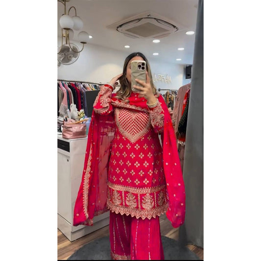 SHAFNUFAB Women's Georgette Ethnic Wear for WomenSemi StitchedSalwarSuit SF24154
