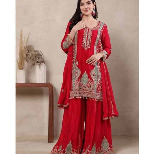 SHAFNUFAB Women's Georgette Ethnic Wear for WomenSemi StitchedSalwarSuit SF24156