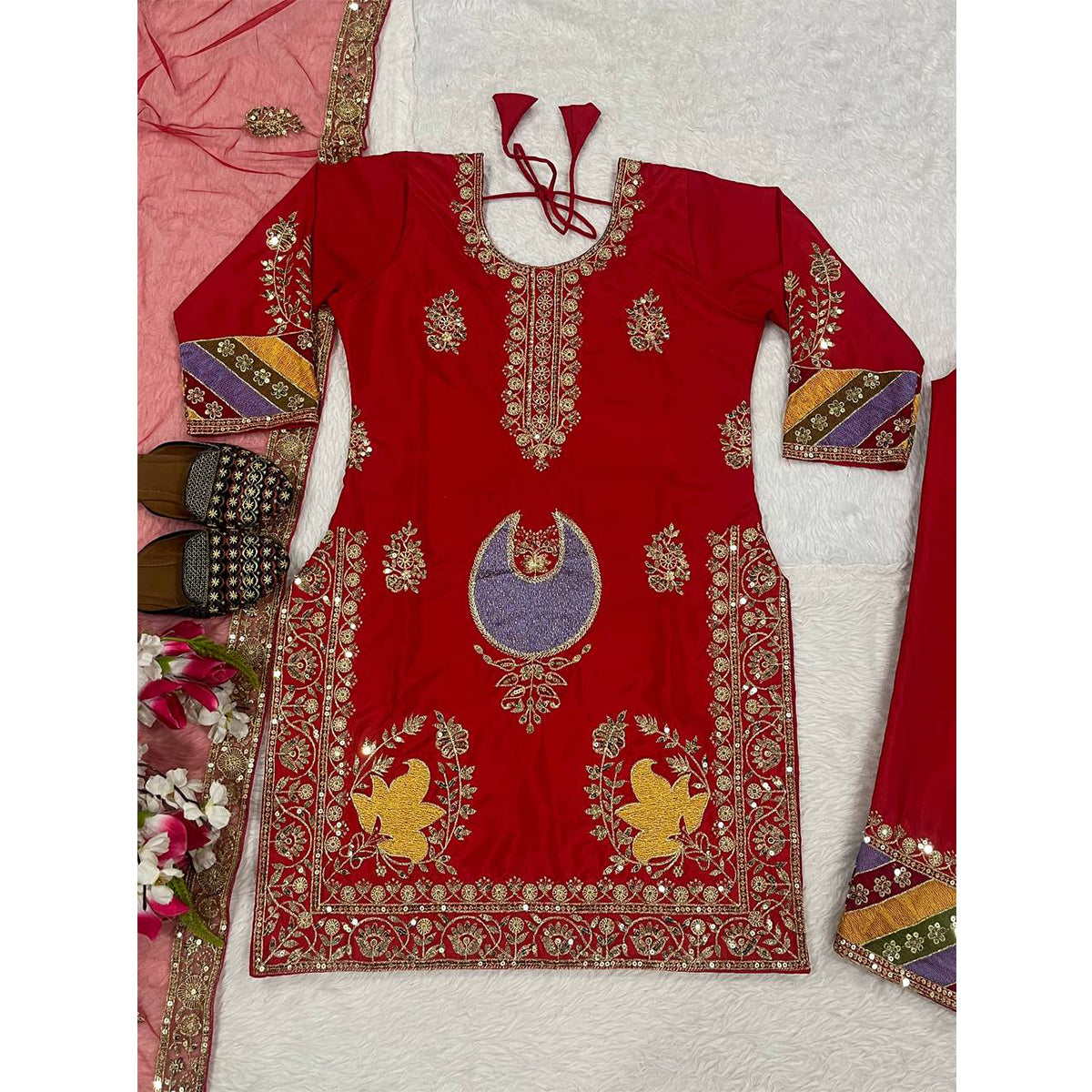 SHAFNUFAB Women's Georgette Ethnic Wear for WomenSemi StitchedSalwarSuit SF24160
