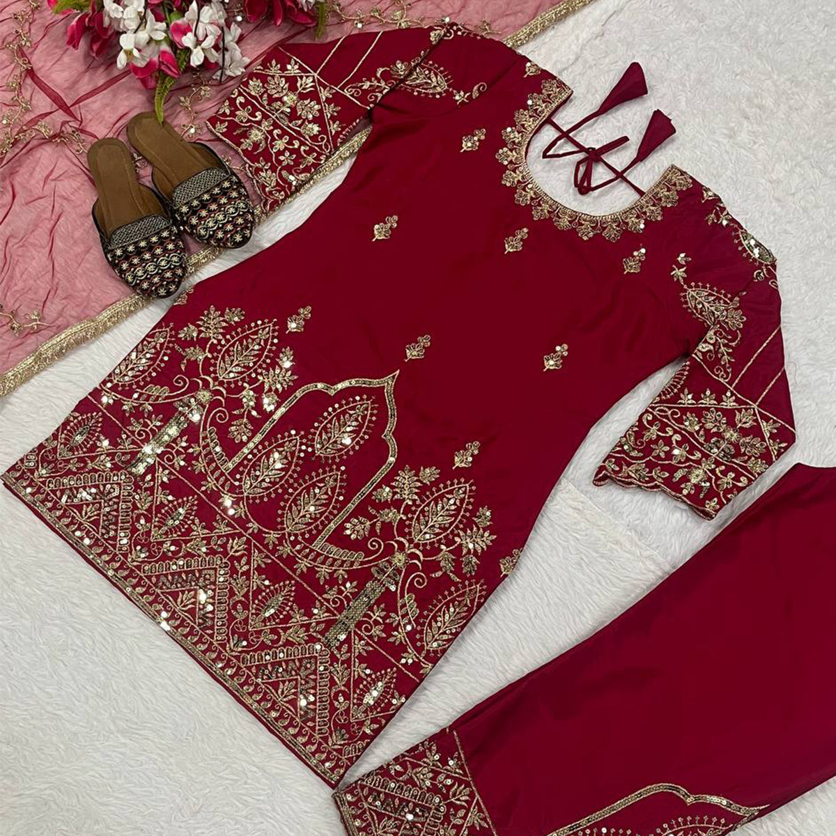 SHAFNUFAB Women's Georgette Ethnic Wear for WomenSemi StitchedSalwarSuit SF24162