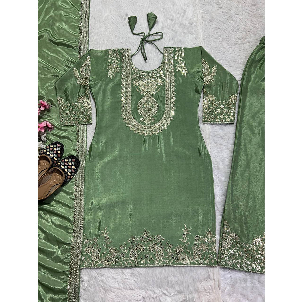 SHAFNUFAB Women's Georgette Ethnic Wear for WomenSemi StitchedSalwarSuit SF251154