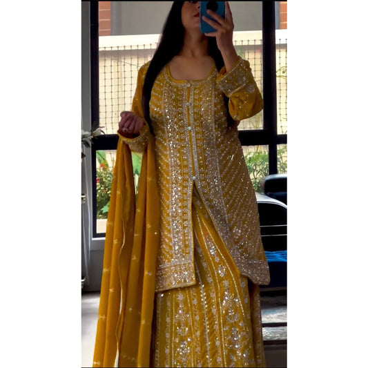 SHAFNUFAB Women's Georgette Ethnic Wear for WomenSemi StitchedSalwarSuit SF251175
