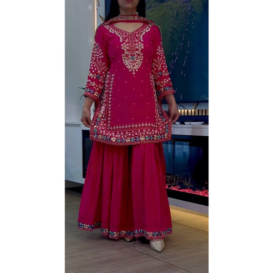 SHAFNUFAB Women's Georgette Ethnic Wear for WomenSemi StitchedSalwarSuit SF251177