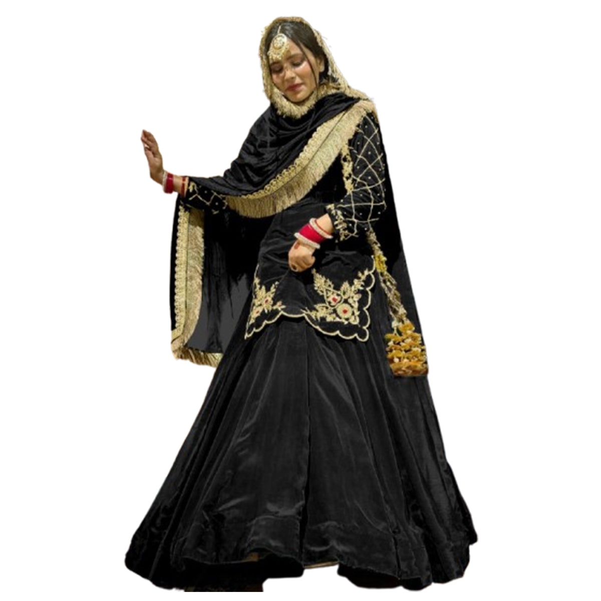 SHAFNUFAB WOMEN'S Georgette Stiched Suit (SF251184-M SIZE Black Medium )