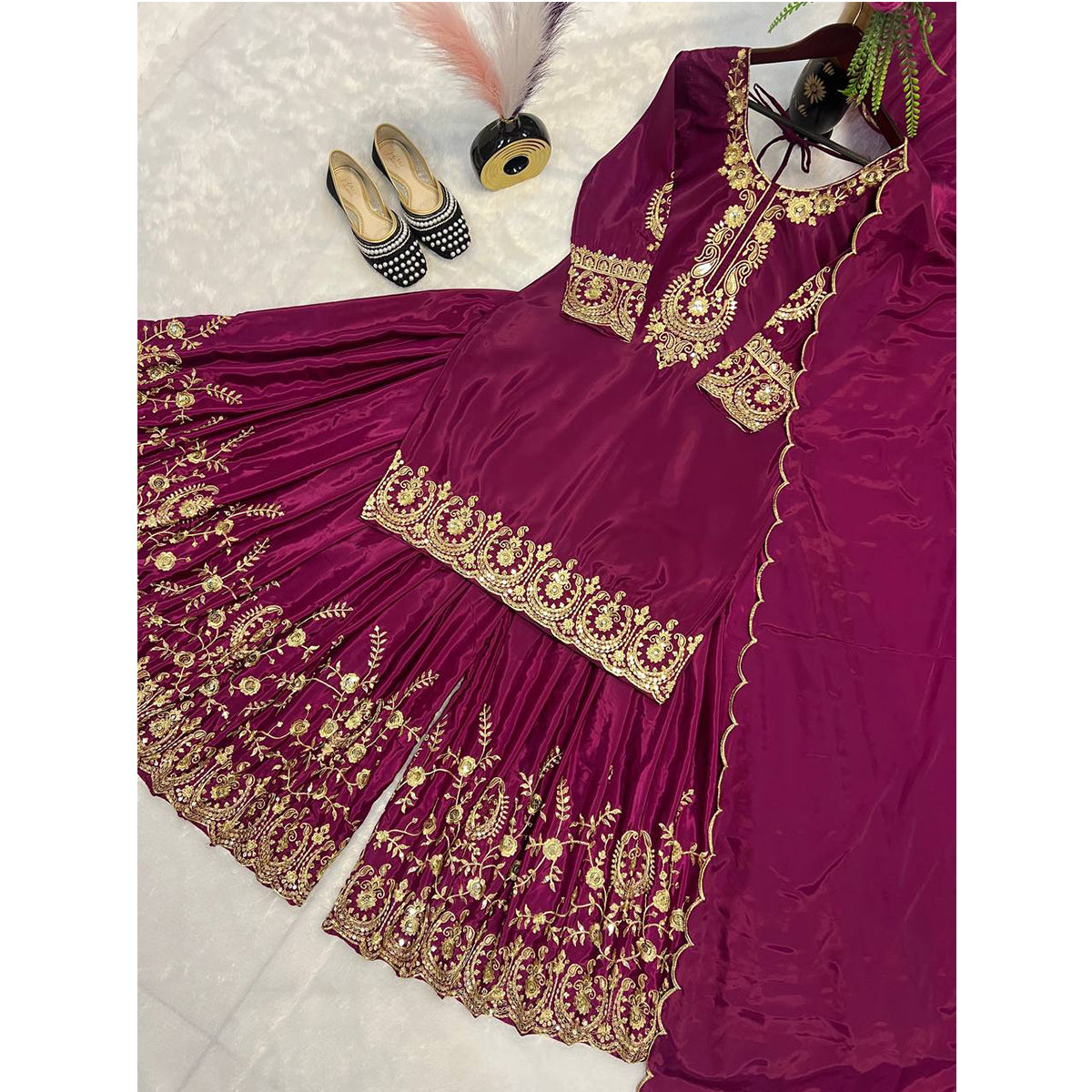SHAFNUFAB Women's Georgette Ethnic Wear for WomenSemi StitchedSalwarSuit SF251193