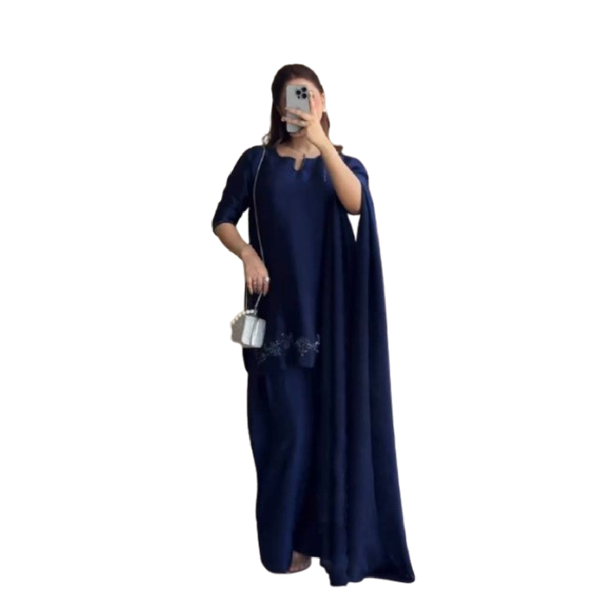 SHAFNUFAB WOMEN'S Art Silk Stiched Suit (SF251195-M SIZE Blue Medium )