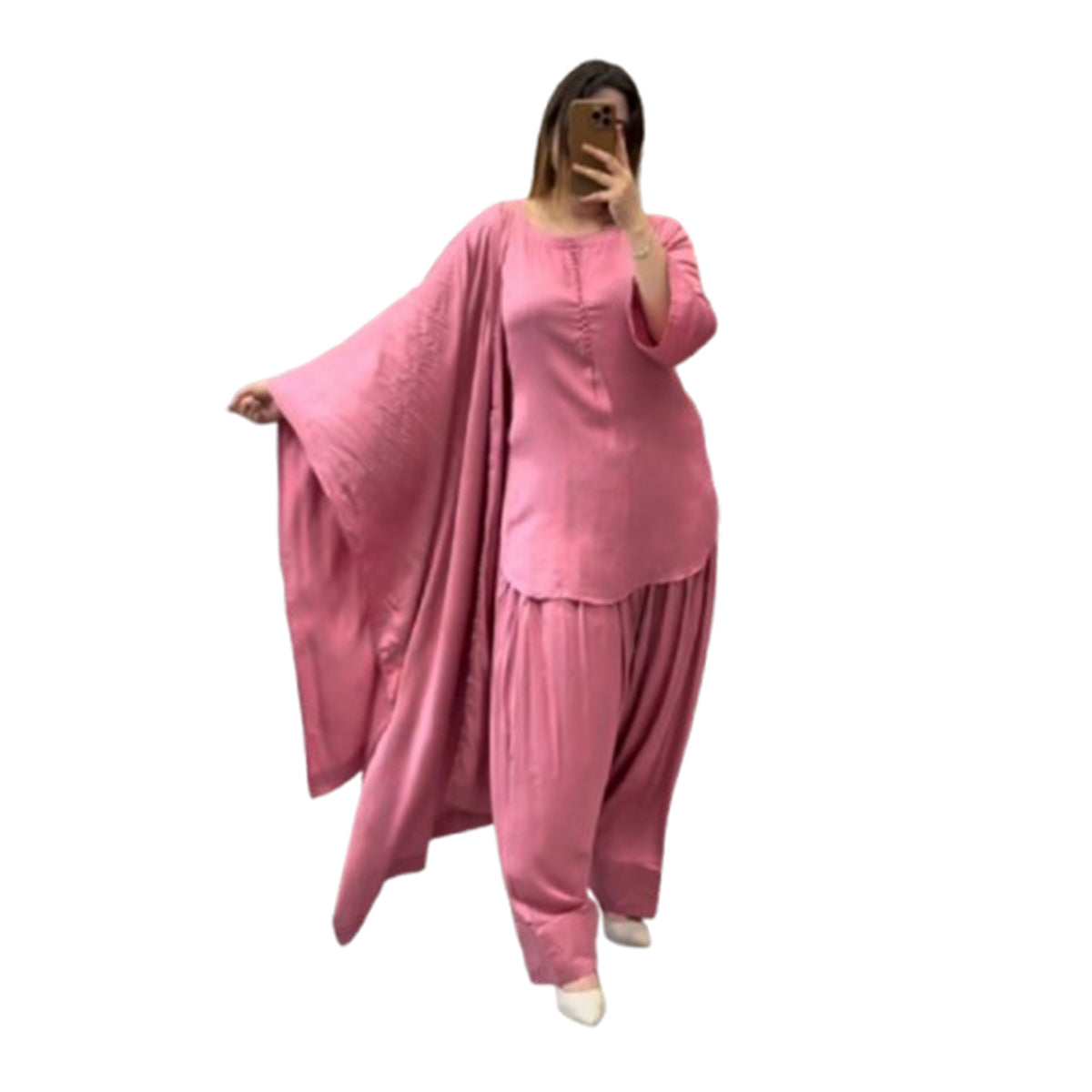 SHAFNUFAB WOMEN'S Art Silk Stiched Suit (SF251199-M SIZE Pink Medium )