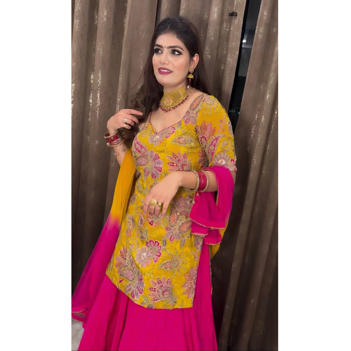 SHAFNUFAB Women's Georgette Ethnic Wear for WomenSemi StitchedSalwarSuit SF251206