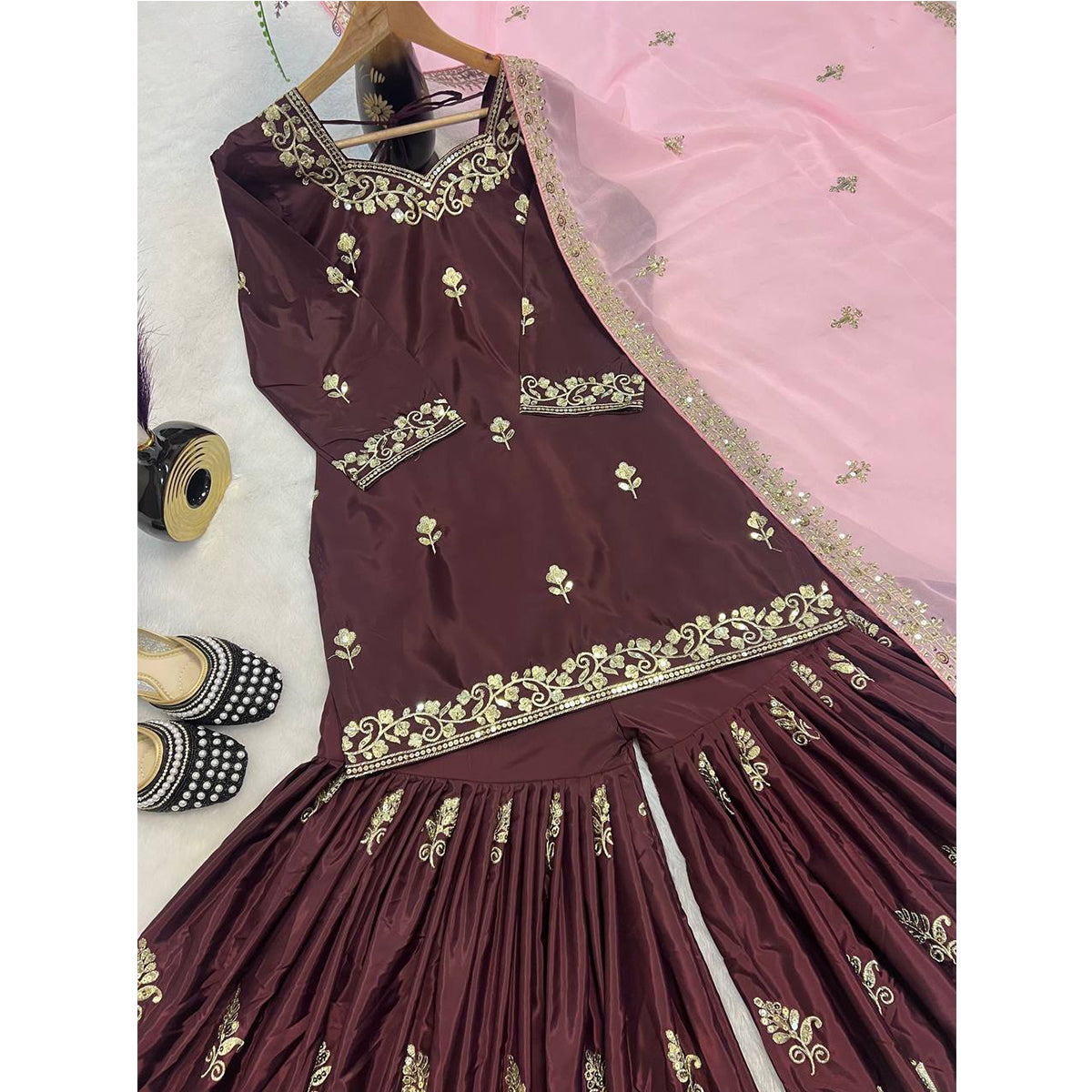 SHAFNUFAB Women's Georgette Ethnic Wear for WomenSemi StitchedSalwarSuit SF251218