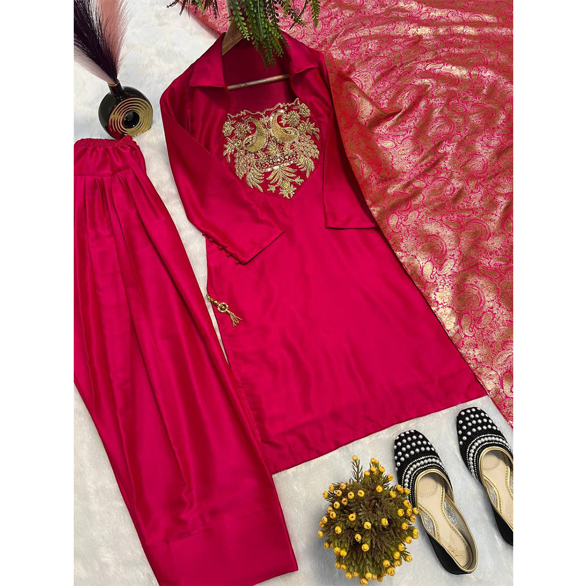 SHAFNUFAB Women's Georgette Ethnic Wear for WomenSemi StitchedSalwarSuit SF251234