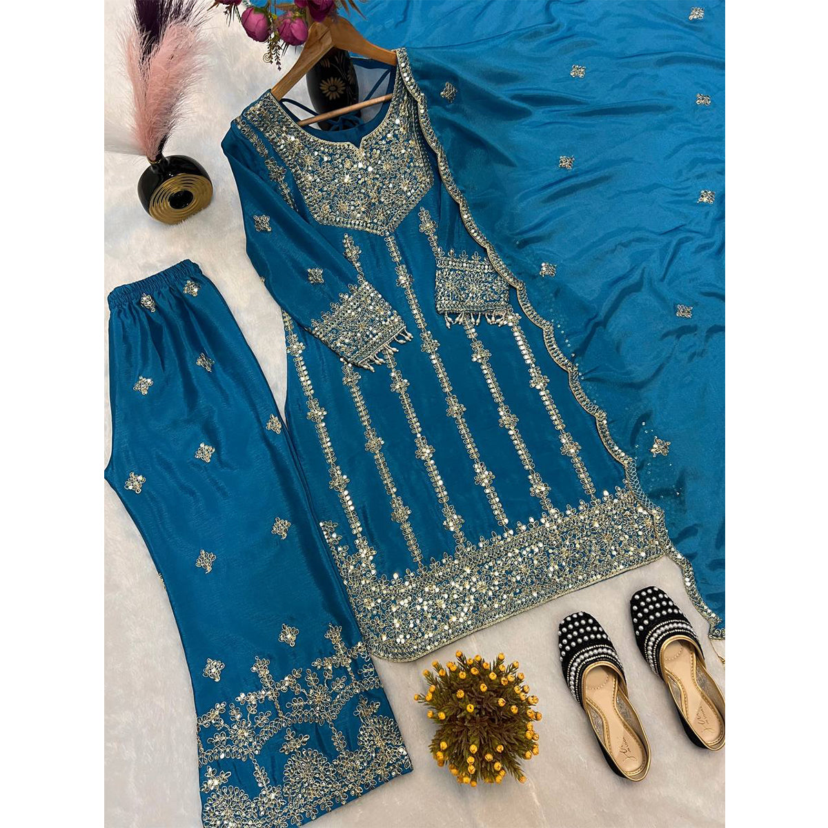 SHAFNUFAB Women's Georgette Ethnic Wear for WomenSemi StitchedSalwarSuit SF251236