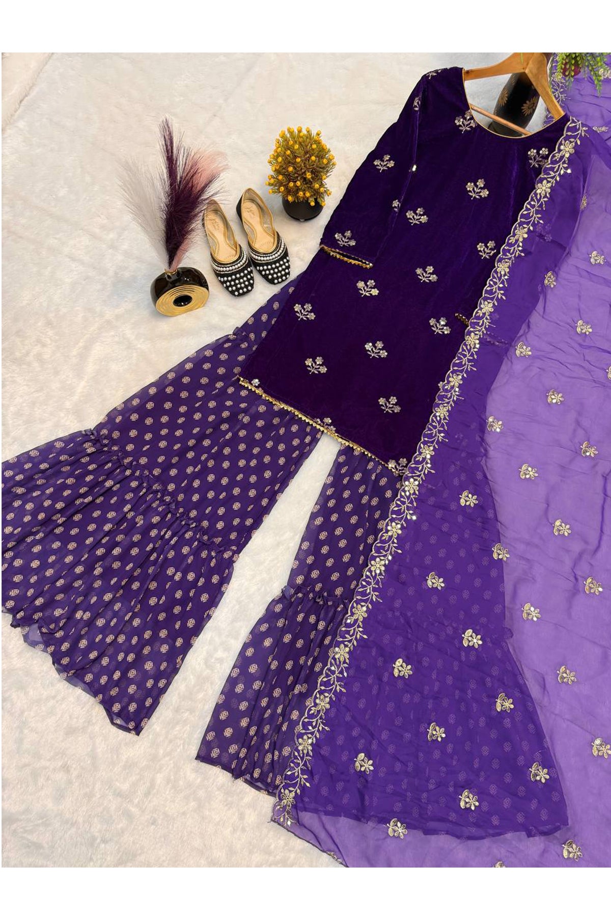 SHAFNUFAB Women's Georgette Ethnic Wear for WomenSemi StitchedSalwarSuit SF251247