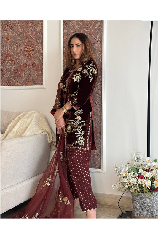 SHAFNUFAB Women's Georgette Ethnic Wear for WomenSemi StitchedSalwarSuit SF251249