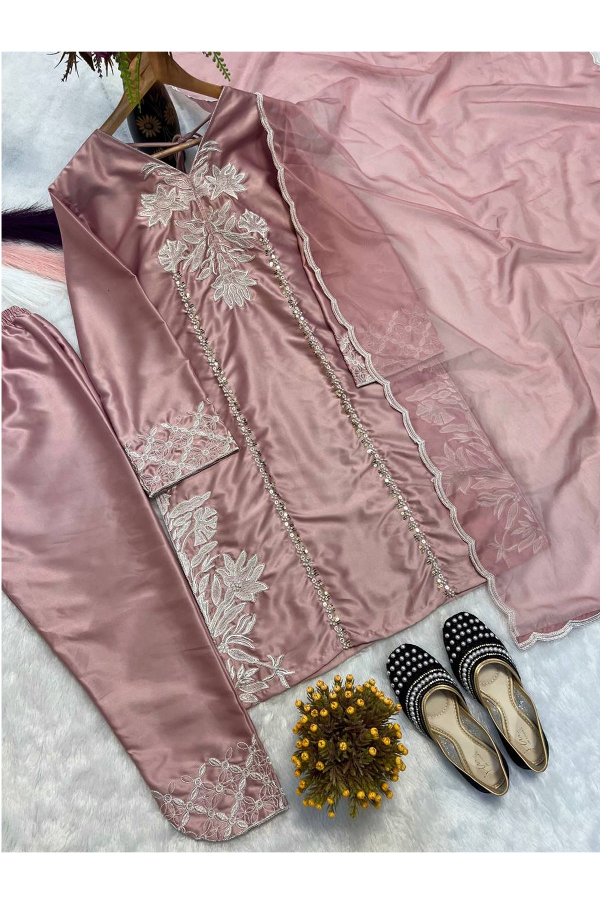 SHAFNUFAB Women's Georgette Ethnic Wear for WomenSemi StitchedSalwarSuit SF251251