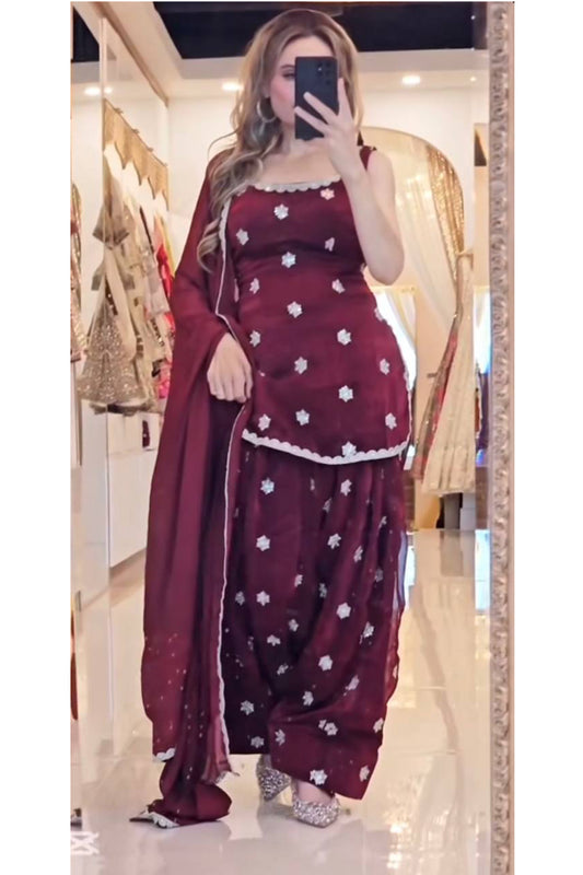 SHAFNUFAB Women's Georgette Ethnic Wear for WomenSemi StitchedSalwarSuit SF251253