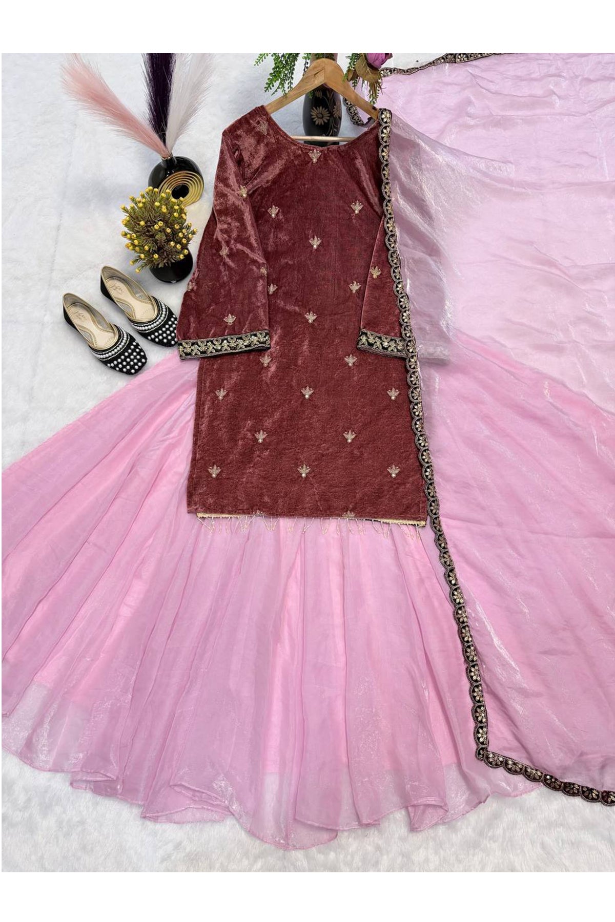 SHAFNUFAB Women's Georgette Ethnic Wear for WomenSemi StitchedSalwarSuit SF251256