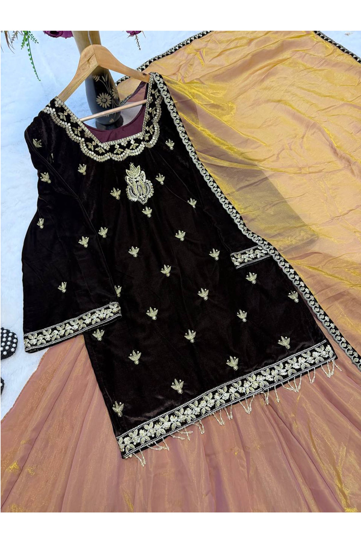 SHAFNUFAB Women's Georgette Ethnic Wear for WomenSemi StitchedSalwarSuit SF251257