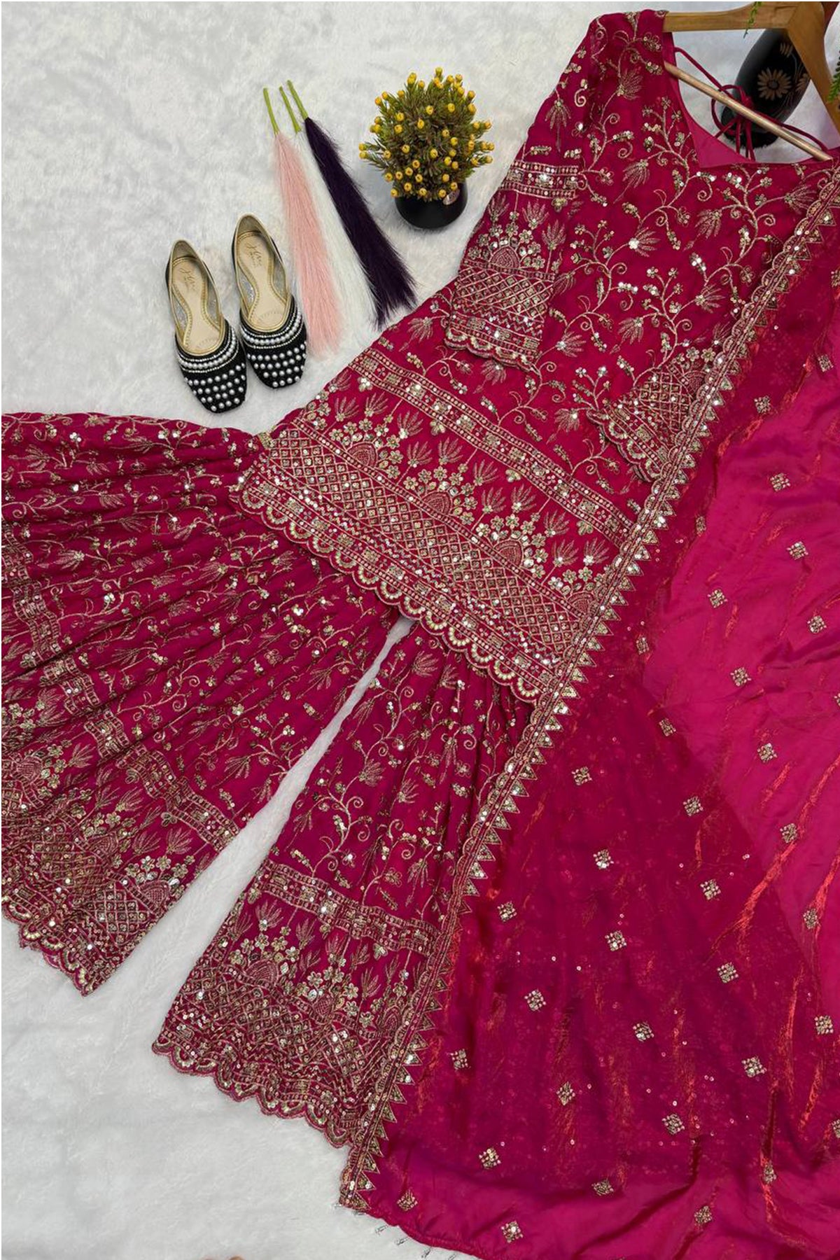 SHAFNUFAB Women's Georgette Ethnic Wear for WomenSemi StitchedSalwarSuit SF251287