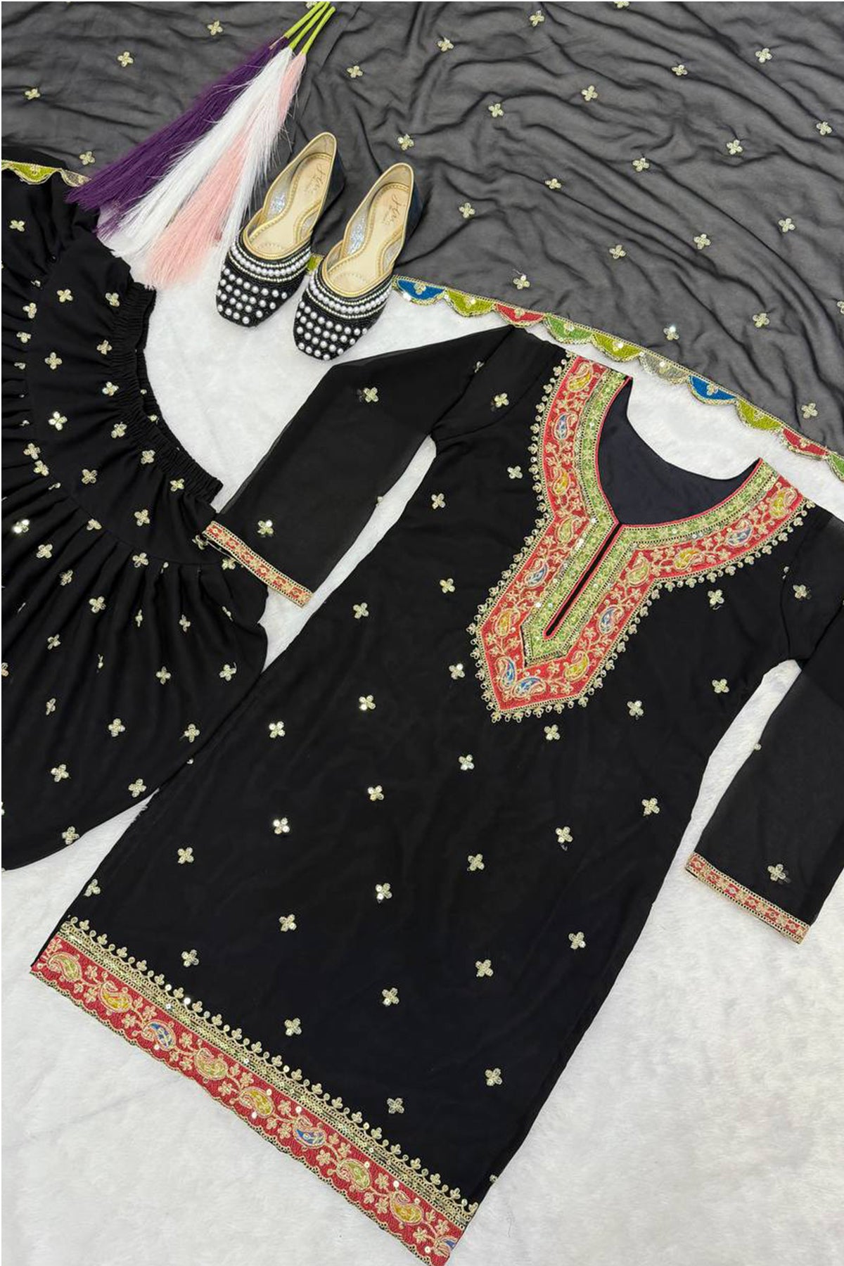 SHAFNUFAB Women's Georgette Ethnic Wear for WomenSemi StitchedSalwarSuit SF251288
