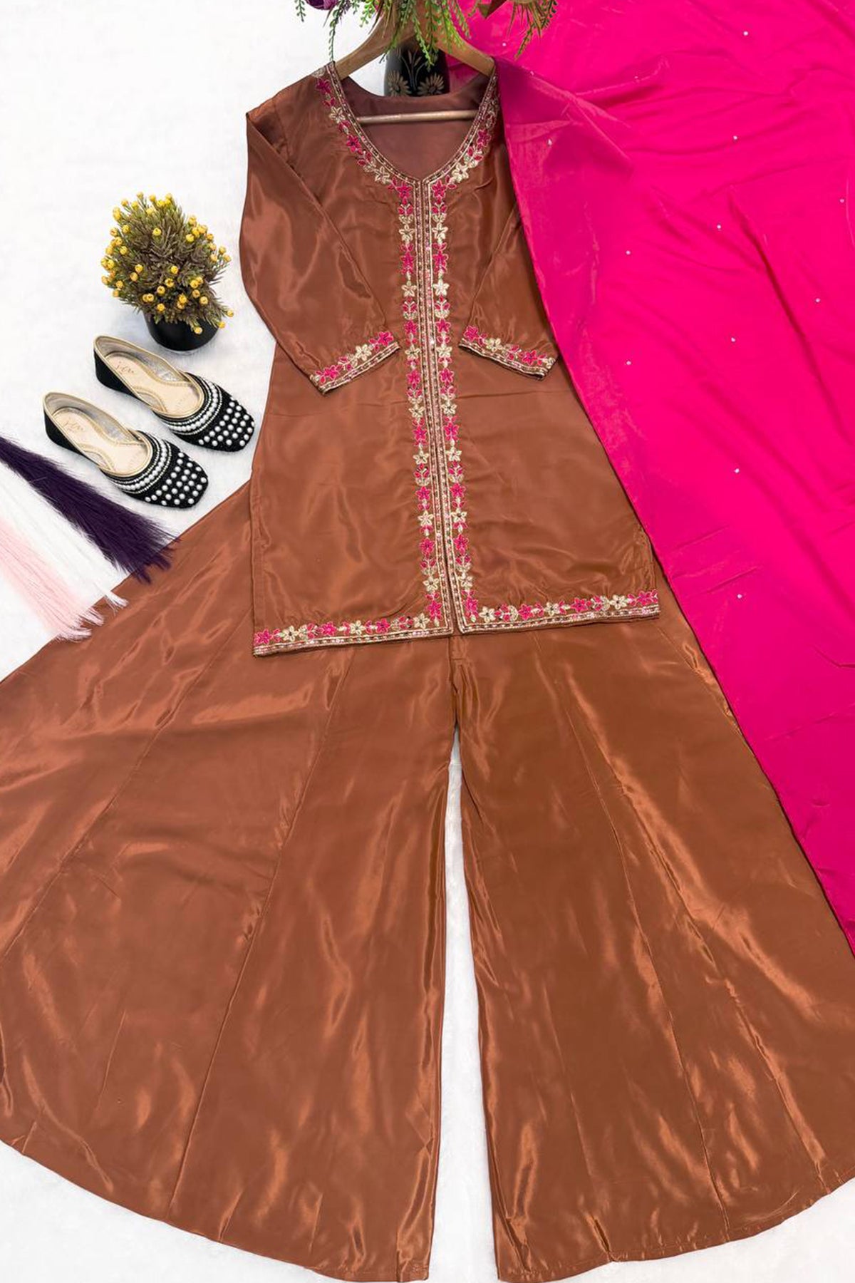 SHAFNUFAB Women's Georgette Ethnic Wear for WomenSemi StitchedSalwarSuit SF251295