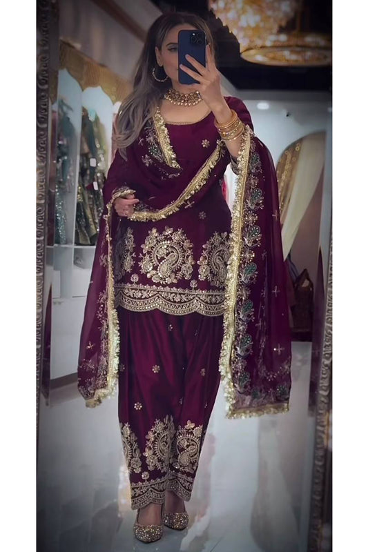 SHAFNUFAB Women's Georgette Ethnic Wear for WomenSemi StitchedSalwarSuit SF251305