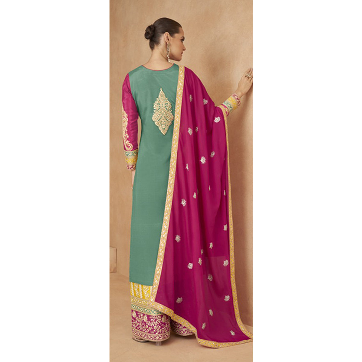 SHAFNUFAB Women's Georgette Ethnic Wear for WomenSemi StitchedSalwarSuit SF271135