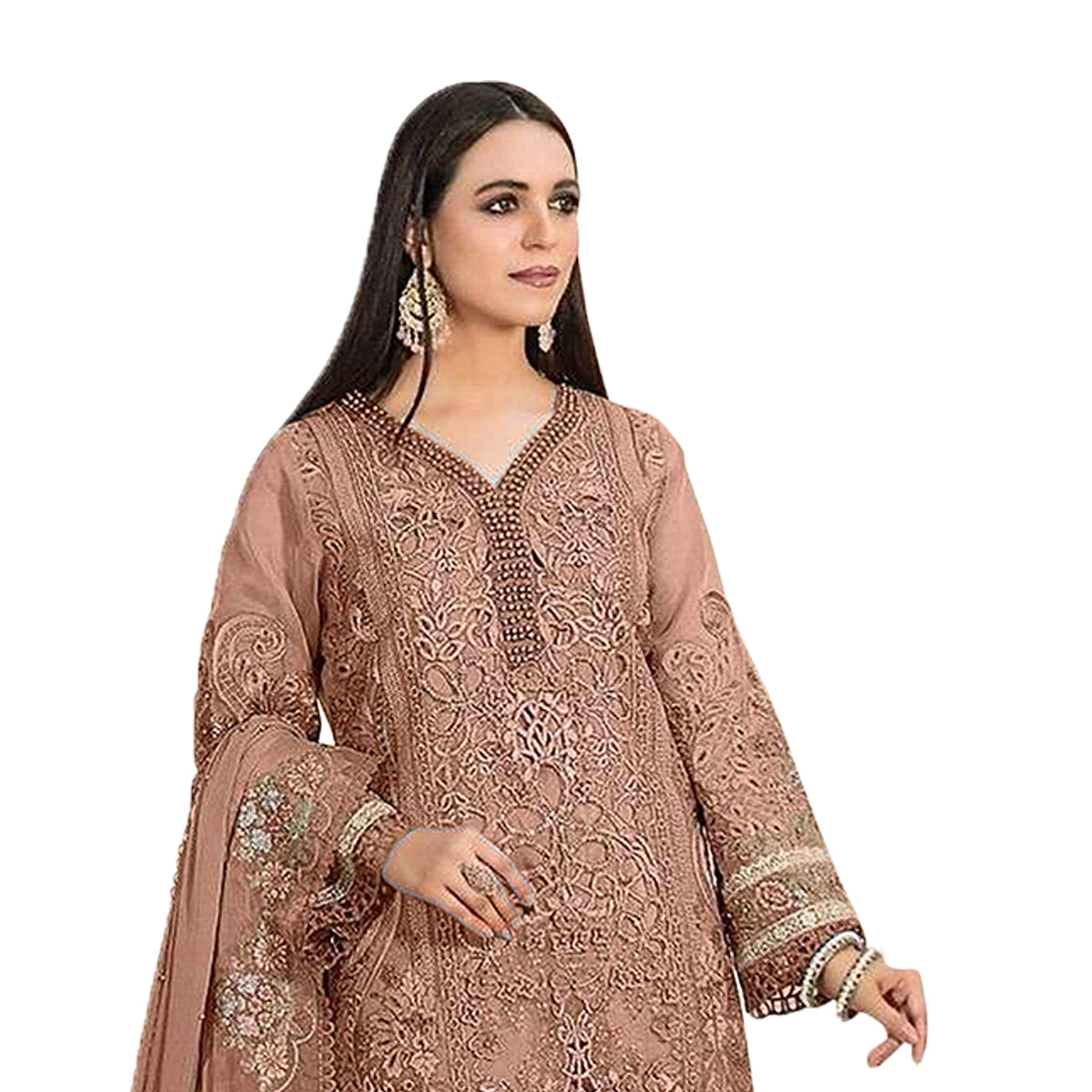 SHAFNUFAB Women's Georgette Ethnic Wear for WomenSemi StitchedSalwarSuit SF271166