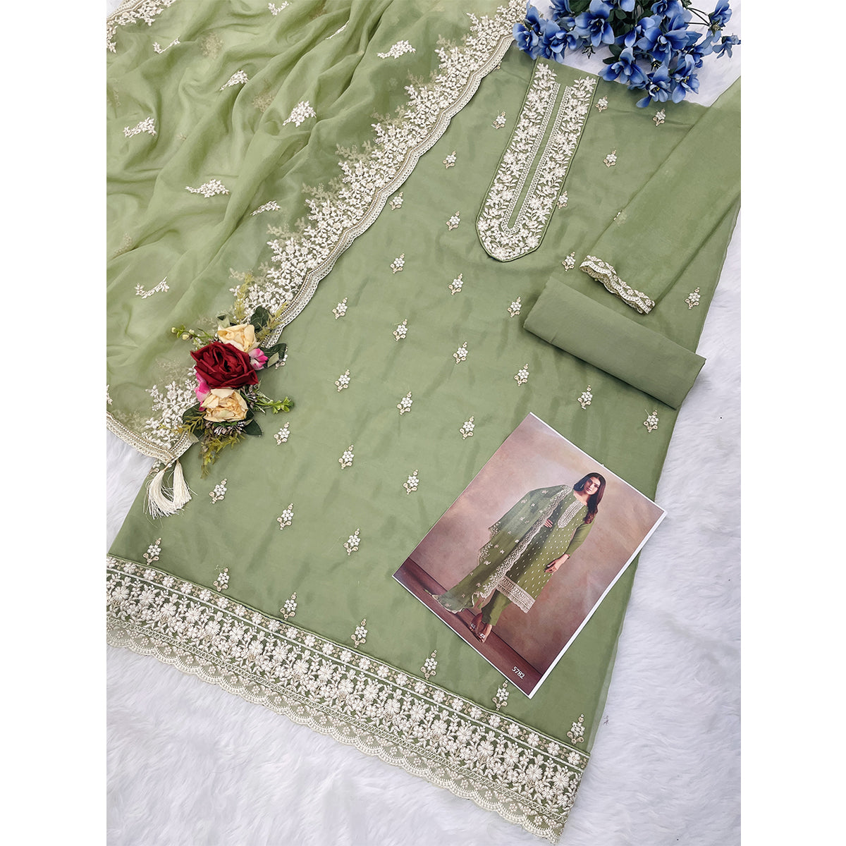 SHAFNUFAB Women's Georgette Ethnic Wear for WomenSemi StitchedSalwarSuit SF271259