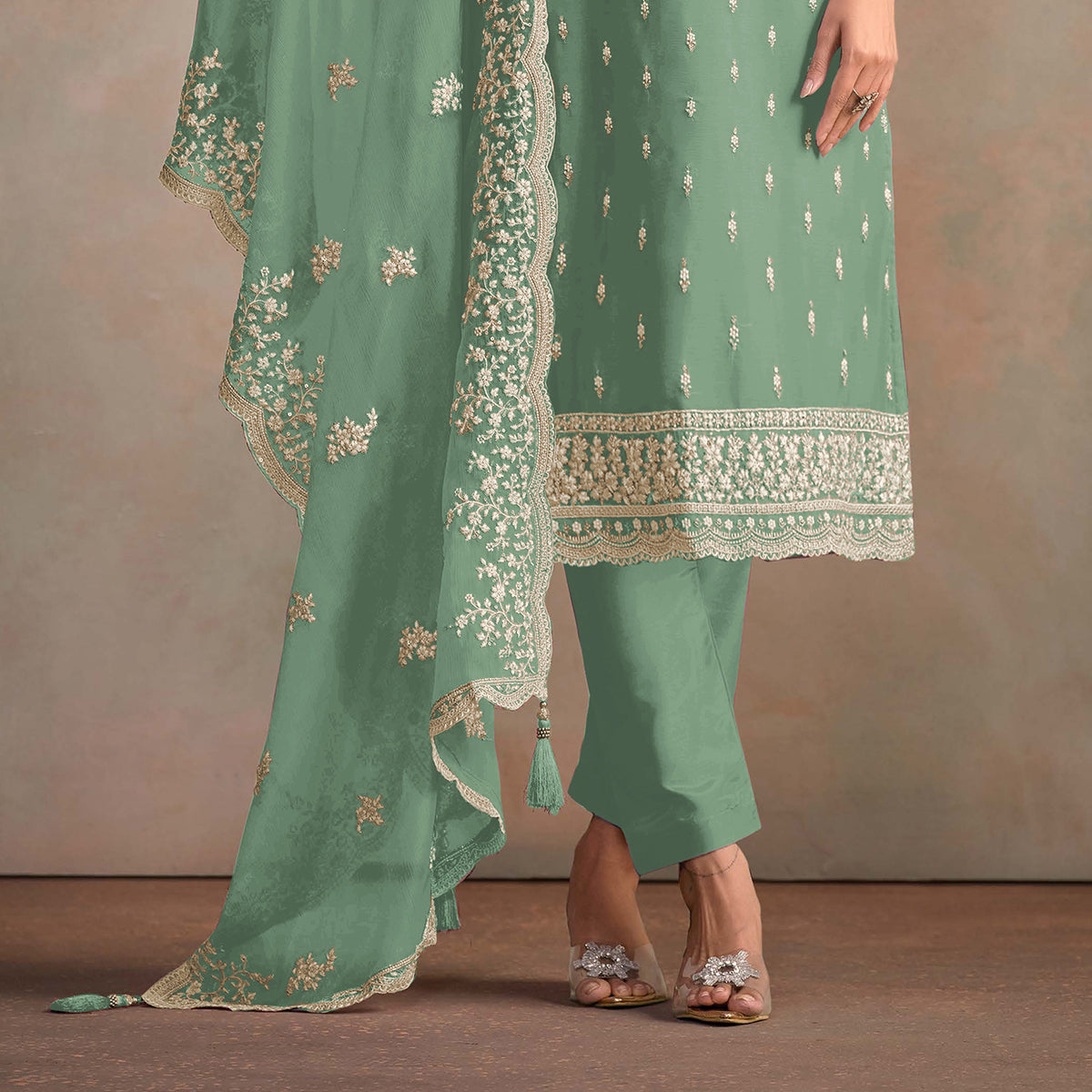 SHAFNUFAB Women's Georgette Ethnic Wear for WomenSemi StitchedSalwarSuit SF271261