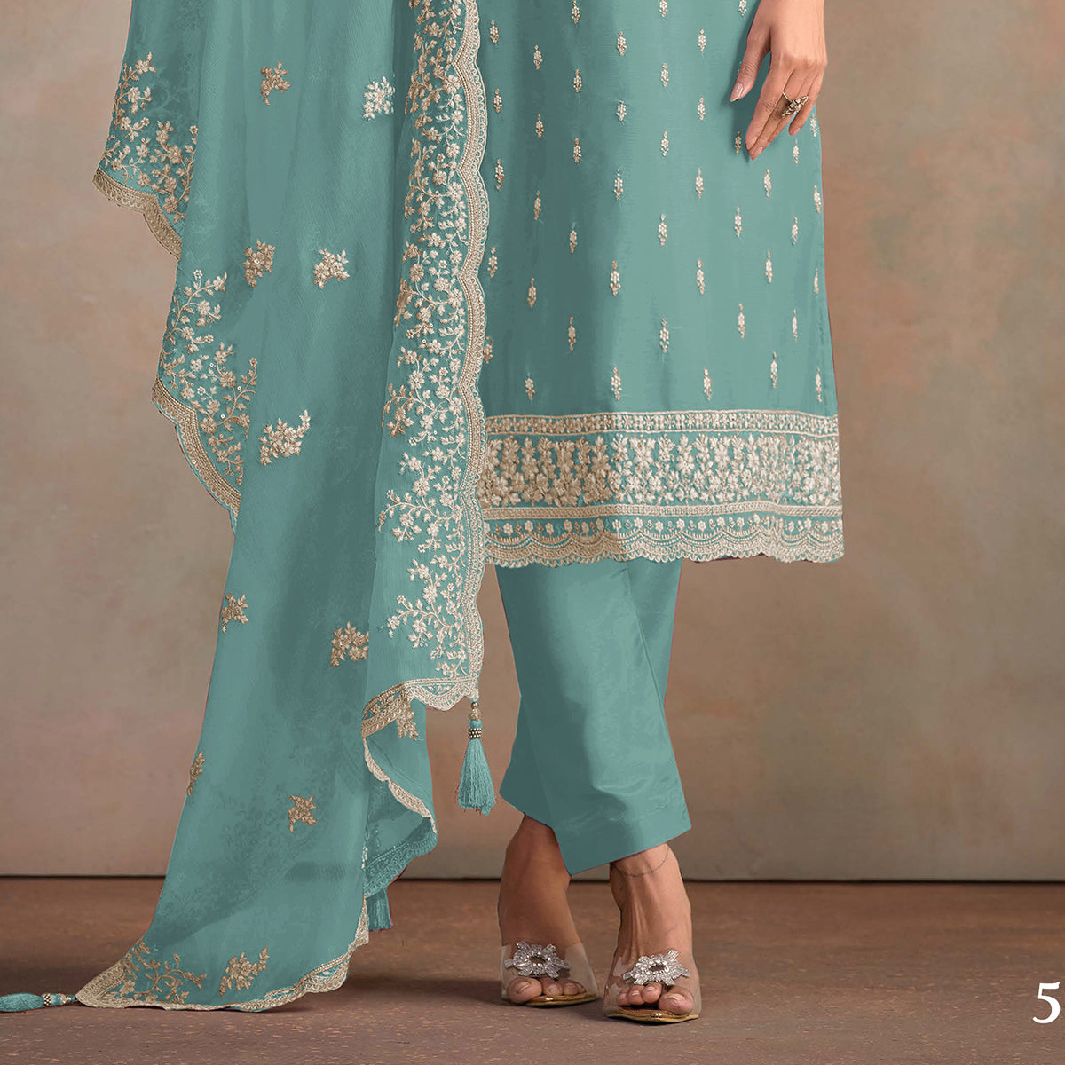 SHAFNUFAB Women's Georgette Ethnic Wear for WomenSemi StitchedSalwarSuit SF271263