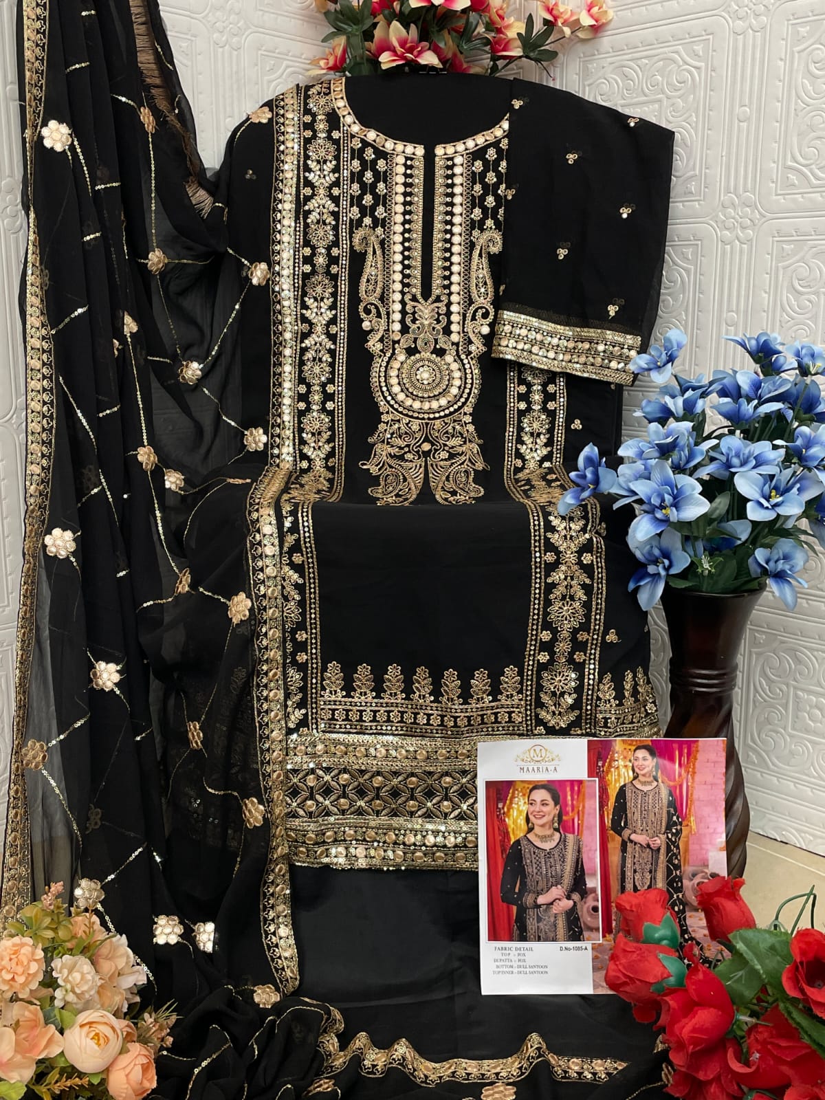 Shafnufab Women's Georgette Semi Stitched Pakistani Suit And Anarkali Suit In black Colour SF27151