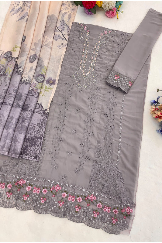 SHAFNUFAB Women's Georgette Ethnic Wear for WomenSemi Stitched PAKISTANI SUIT SF311409