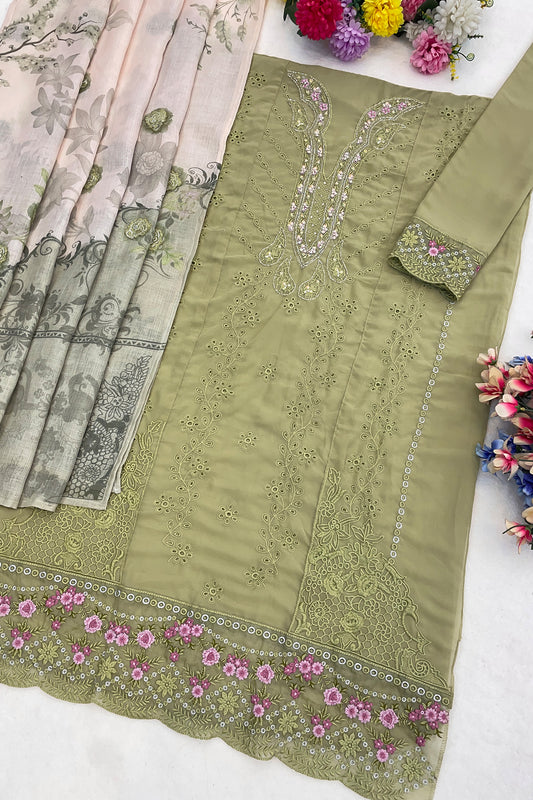 SHAFNUFAB Women's Georgette Ethnic Wear for WomenSemi Stitched PAKISTANI SUIT SF311411