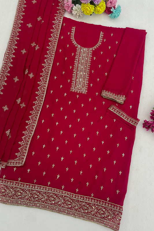 SHAFNUFAB Women's Georgette Ethnic Wear for WomenSemi Stitched PAKISTANI SUIT SF311412