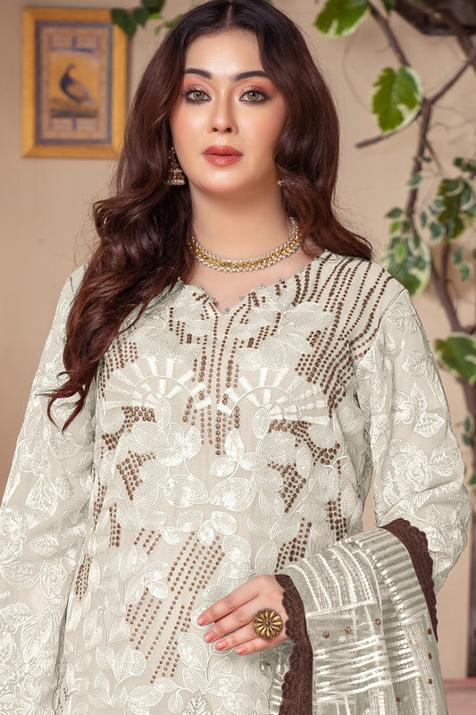 SHAFNUFAB Women's Georgette Ethnic Wear for WomenSemi Stitched PAKISTANI SUIT SF311418