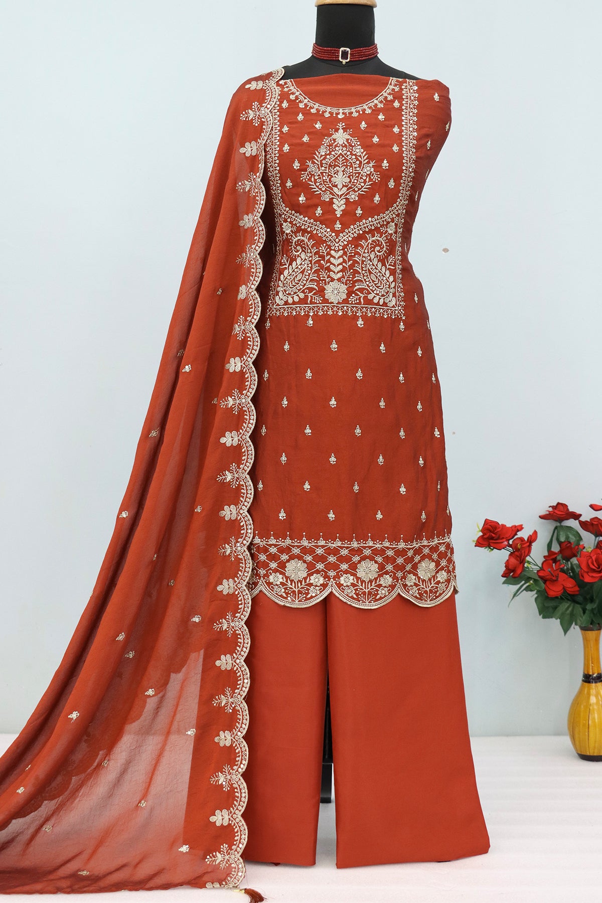 SHAFNUFAB Women's Georgette Ethnic Wear for WomenSemi Stitched PAKISTANI SUIT SF311420