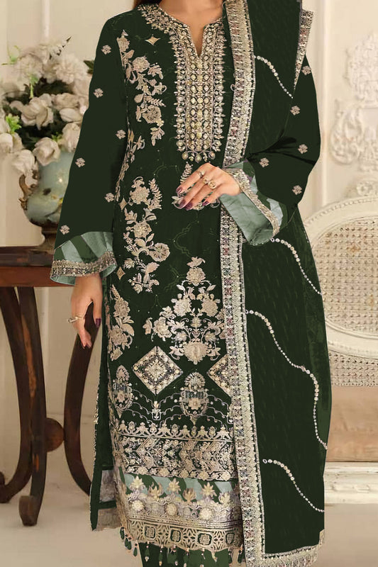 SHAFNUFAB Women's Georgette Ethnic Wear for WomenSemi Stitched PAKISTANI SUIT SF311424