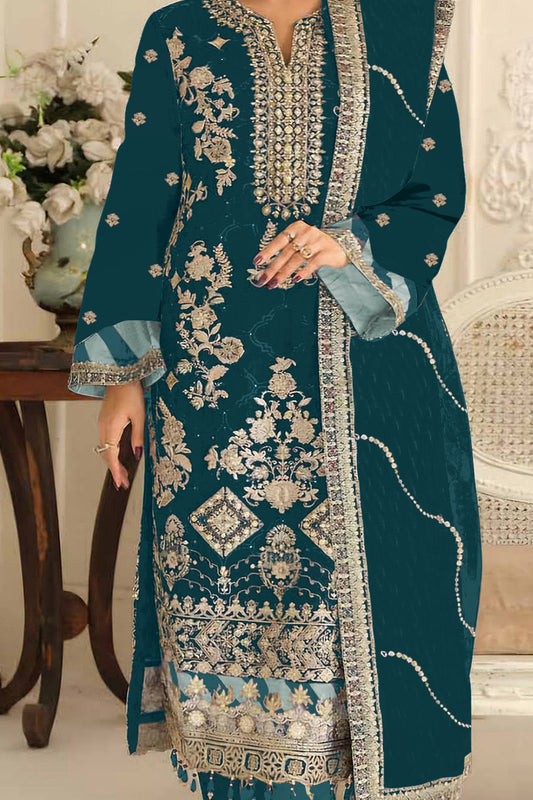 SHAFNUFAB Women's Georgette Ethnic Wear for WomenSemi Stitched PAKISTANI SUIT SF311425