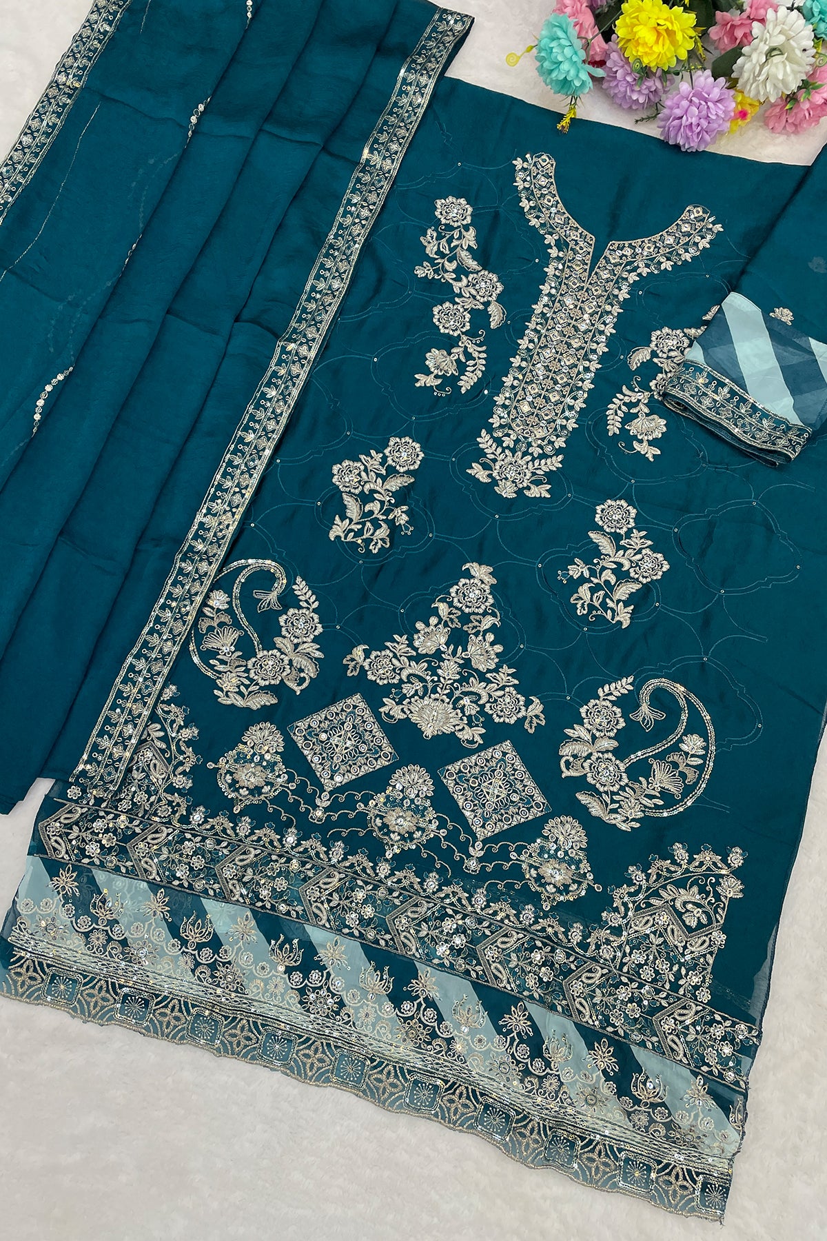 SHAFNUFAB Women's Georgette Ethnic Wear for WomenSemi Stitched PAKISTANI SUIT SF311425