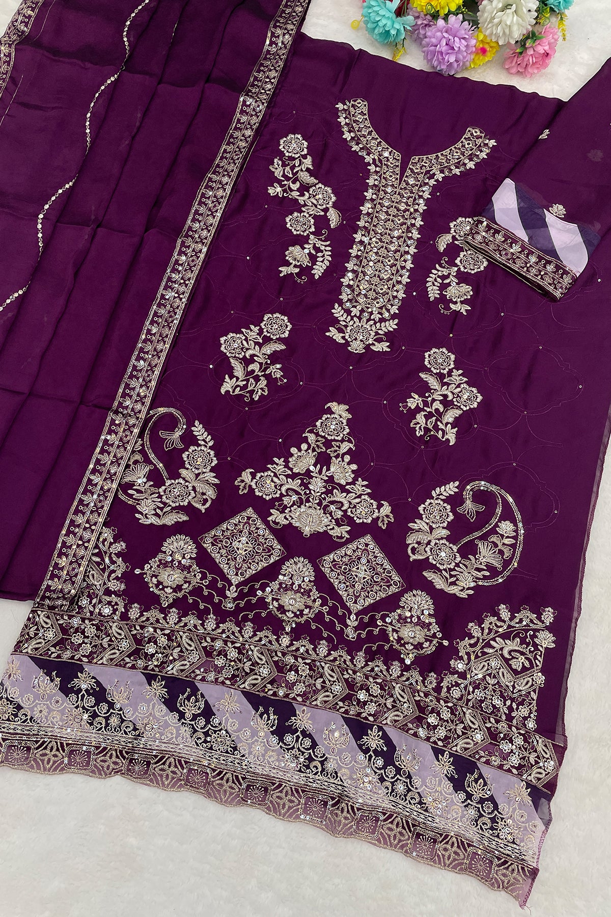SHAFNUFAB Women's Georgette Ethnic Wear for WomenSemi Stitched PAKISTANI SUIT SF311426