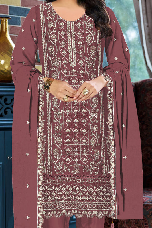SHAFNUFAB Women's Georgette Ethnic Wear for WomenSemi Stitched sarara Suit SF311434